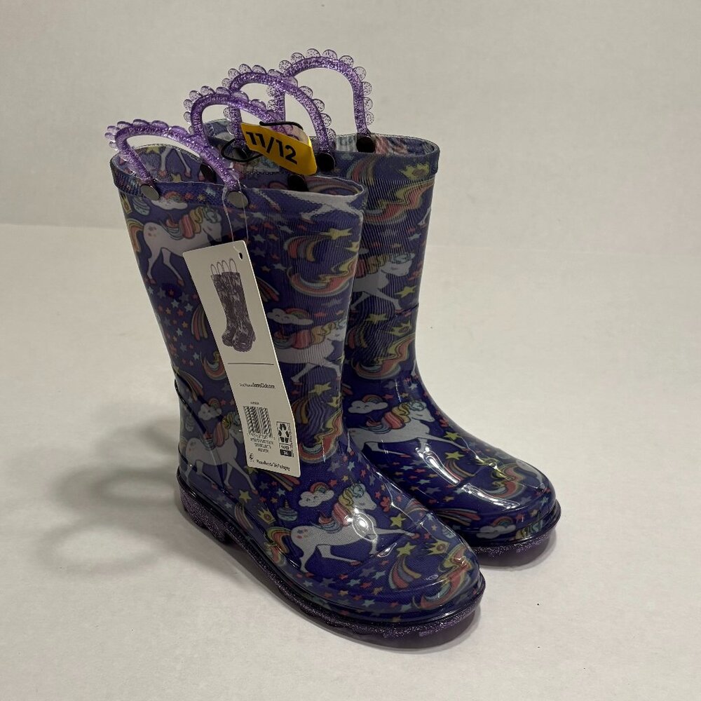 NWT Member's Mark Girls Light Up Unicorn Rain Boots